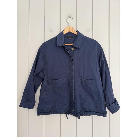 Frye Jacket S Small Nightfall Navy Blue Crop Anorak Chore Barn Cinch Bottom - Picture 1 of 6